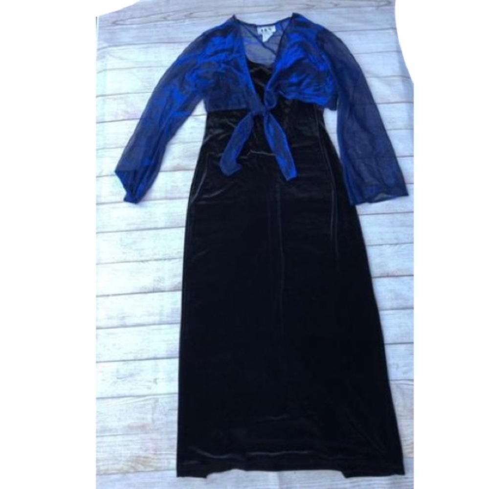 Vintage 90s DBY Velvet Maxi Dress Size 13